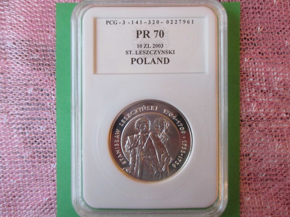 Srebrna moneta 10 zł z 2003 r. w gradingu