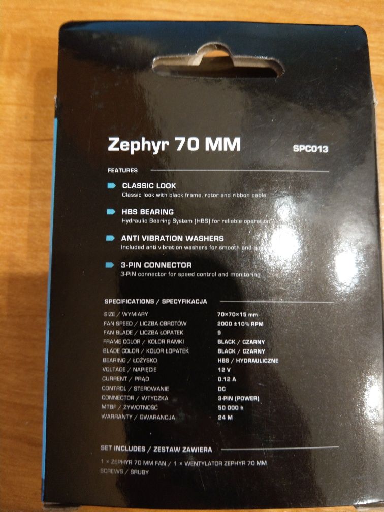 wentylator na radiator CPU Zephyr SPC013 70mm