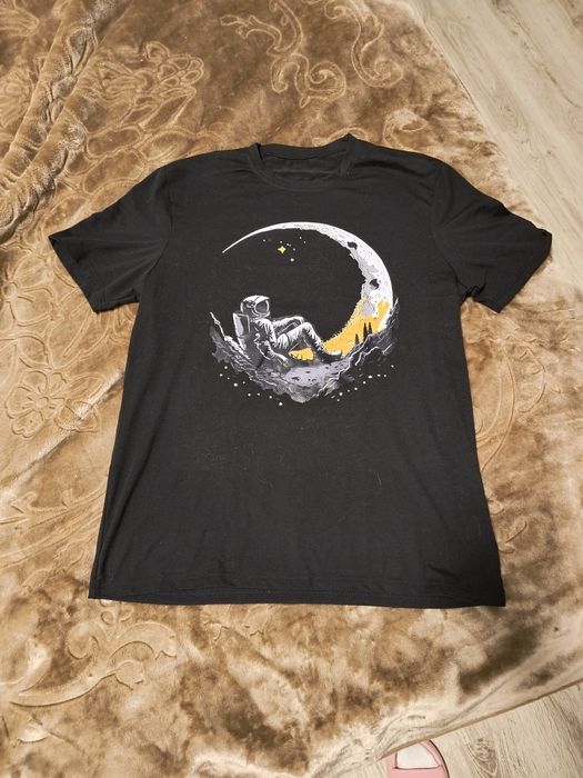 Męska koszulka t-shirt kosmonauta astronauta nadruk kosmos jak nowa L