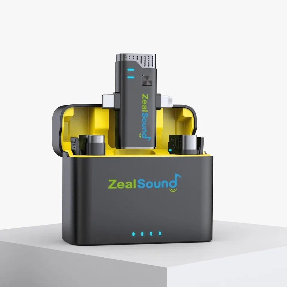 Microfone Lapela Duplo Zealsound V7Pro Ios e Android SELADO