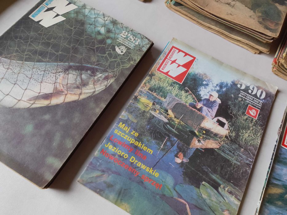 "Wiadomości Wędkarskie" archiwalne numery, zestaw 121 sztuk