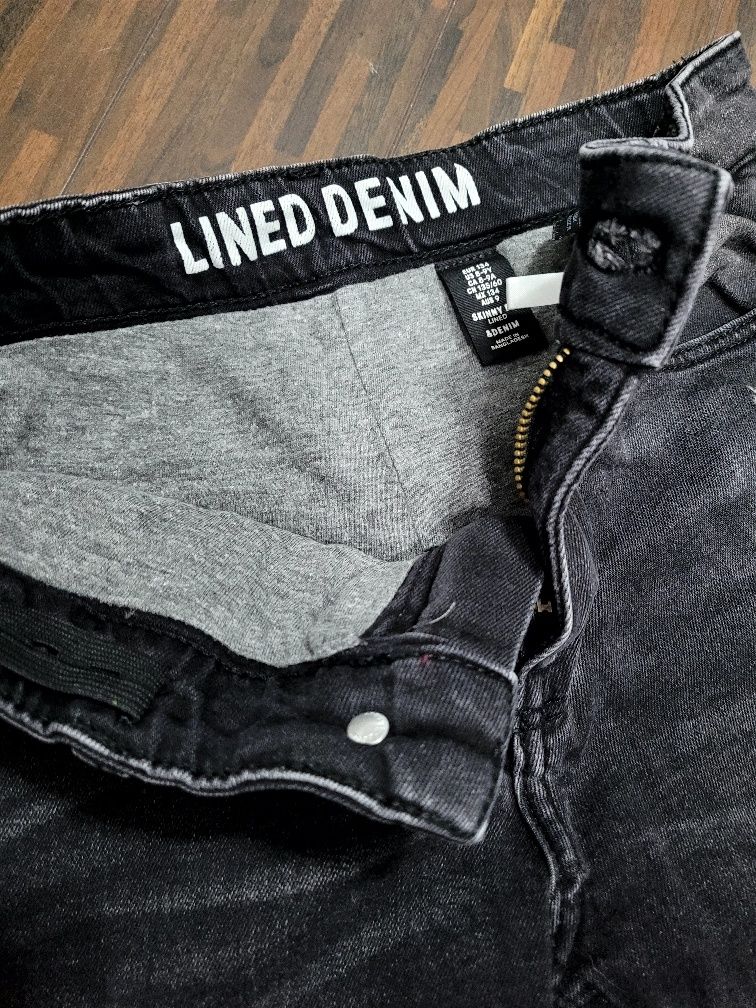 H&M jeansy czarne ocieplane rozm. 134