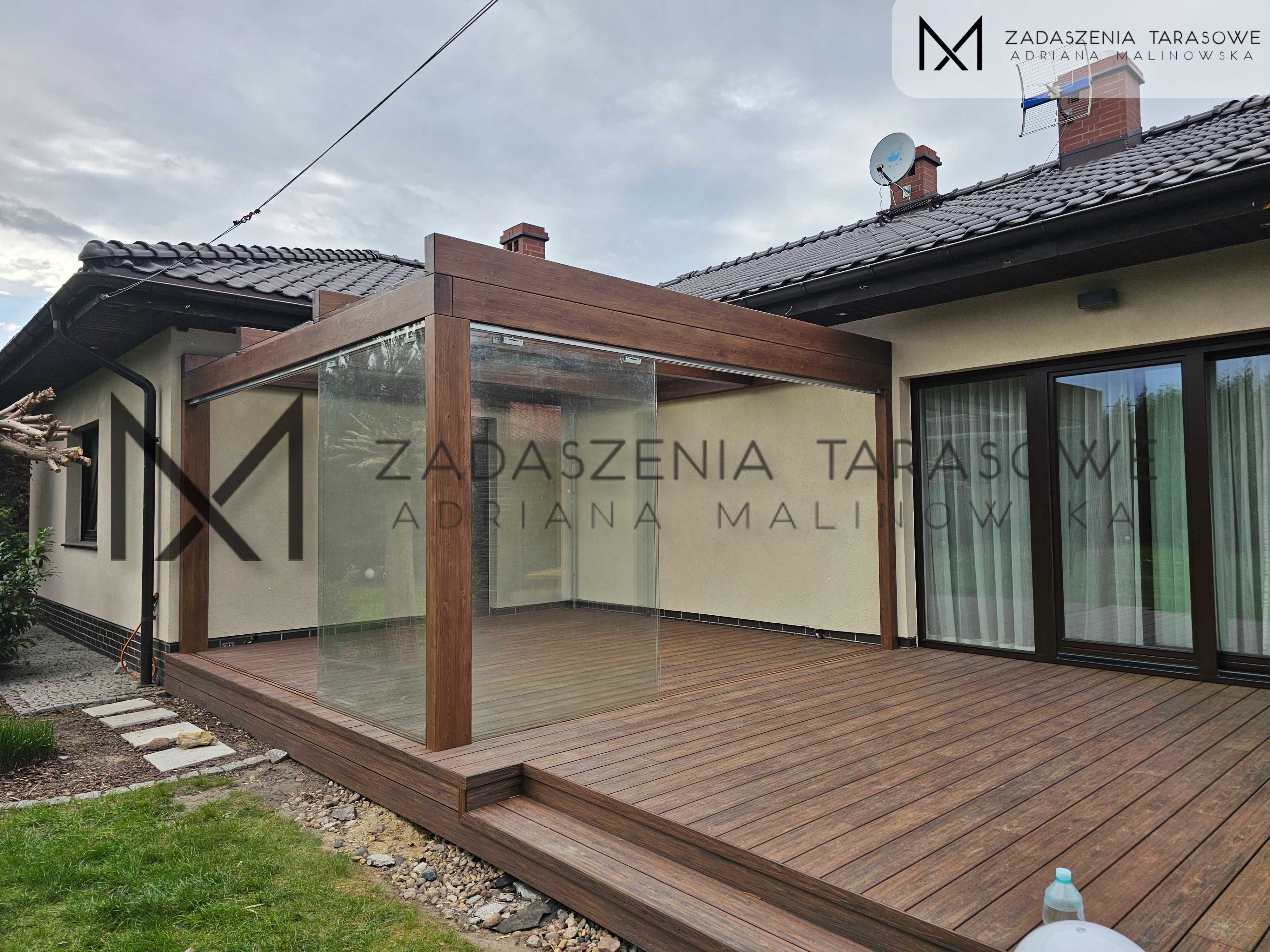 Zadaszenie tarasu ze szkłem w ścianach i dachu - montaż w cenie
