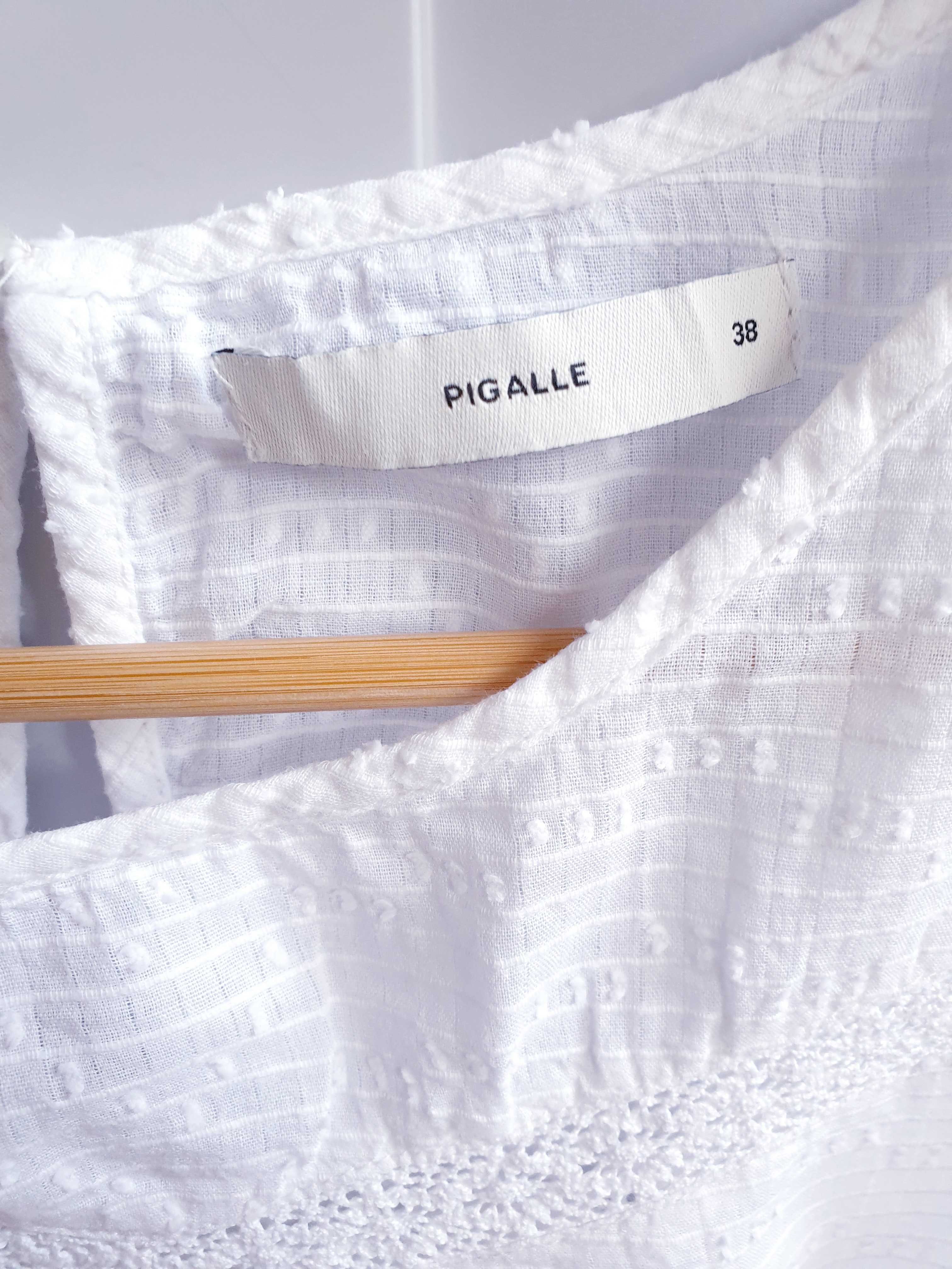 Biała krótka bluzka crop top Pigalle 36 38 koronkowa haftowana