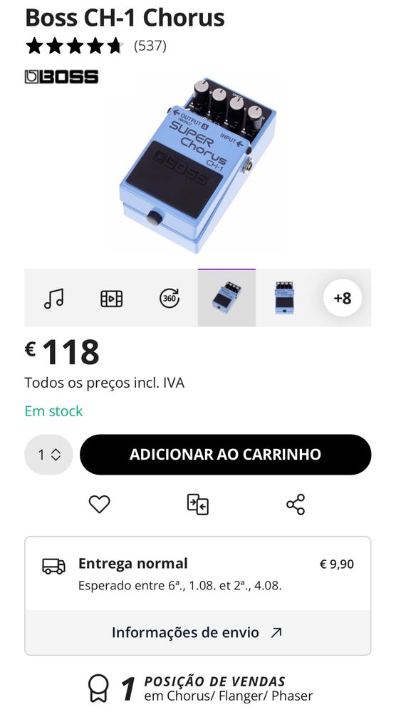 Pedal de guitarra BOSS Super Chorus CH1