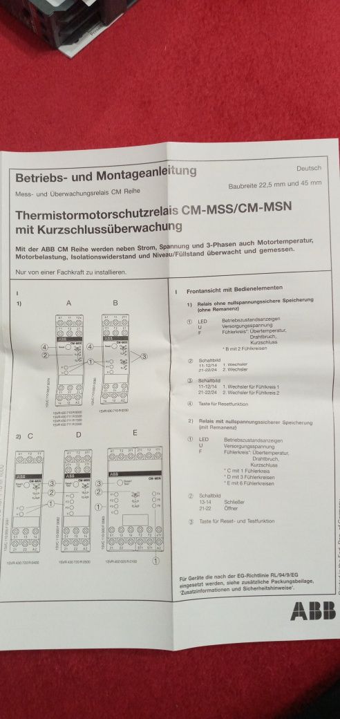 ABB CM-MSS thermistor motor relay
