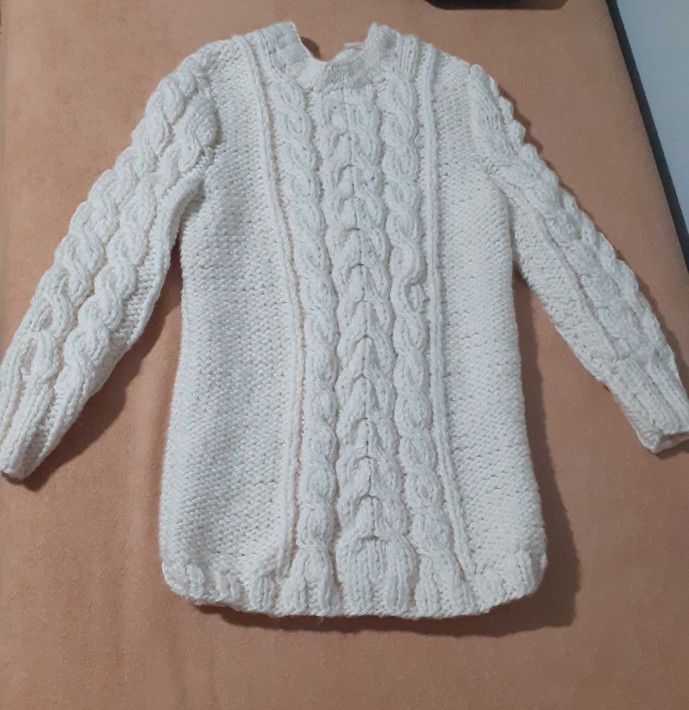 Sweter, sweterek ciepły ręcznie robiony na drutach