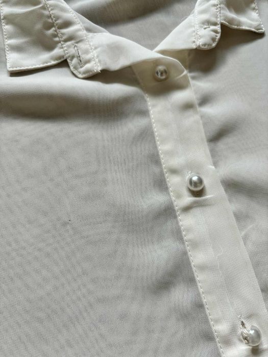 Zwiewna kremowa długa koszula damska oversize vila rozmiar M