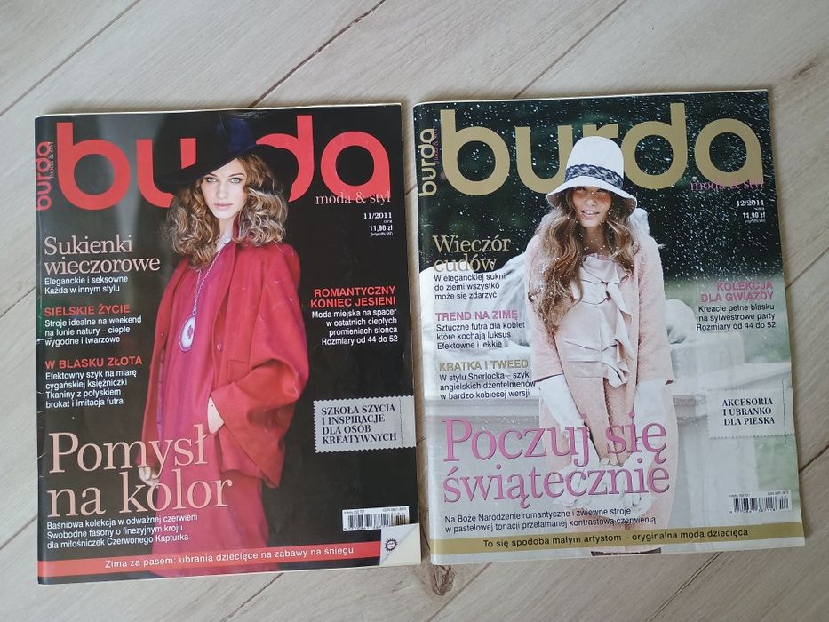 Burda zestaw 11/2011 + 12/2011 wykroje damskie i dziecięce Nowa