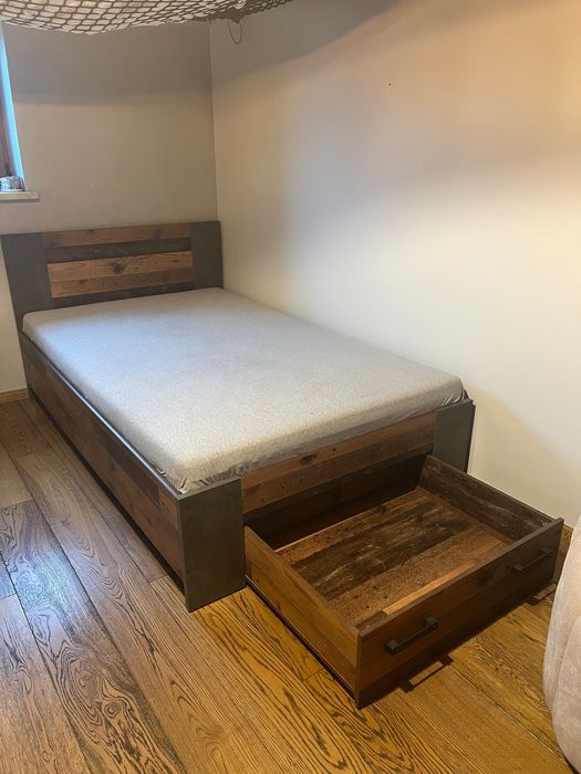 Łóżko 120x200 w stylu loftowym z szufladą
