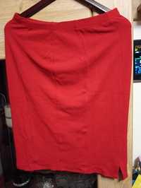 Czerwona dzianinowa spódnica w gumkę lycra M L
