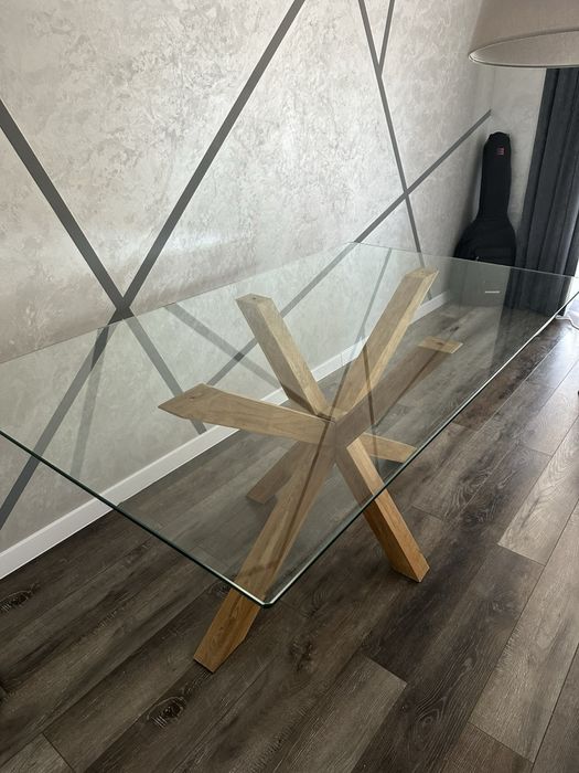 Стіл обідній Дуб/скло 160/90 см