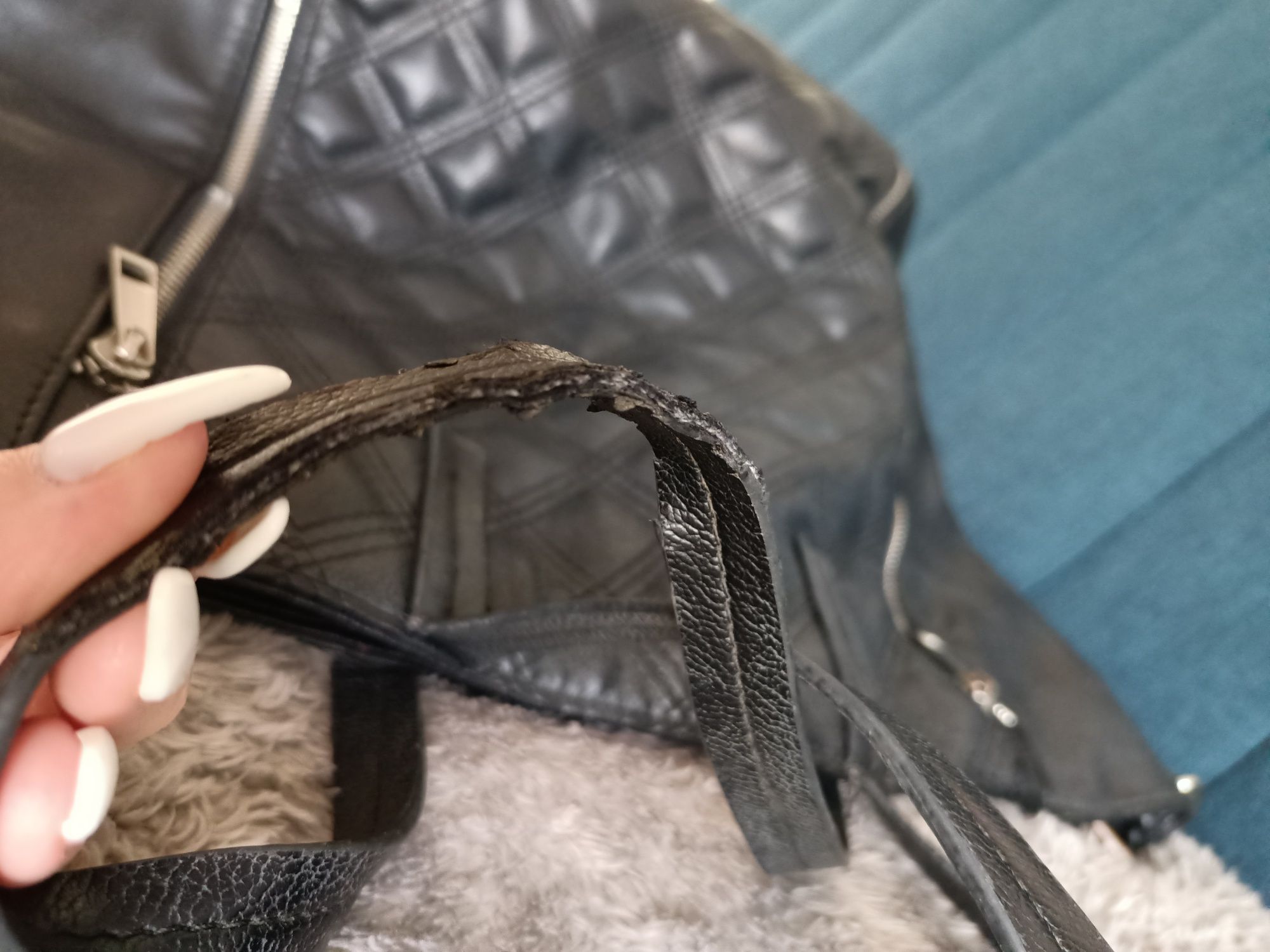 Torebka czarna skórzana, torba shopper