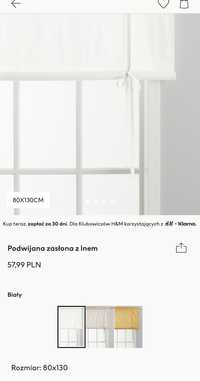 Białe zaslony h&m podwijana zasłona z lnem 2 szt