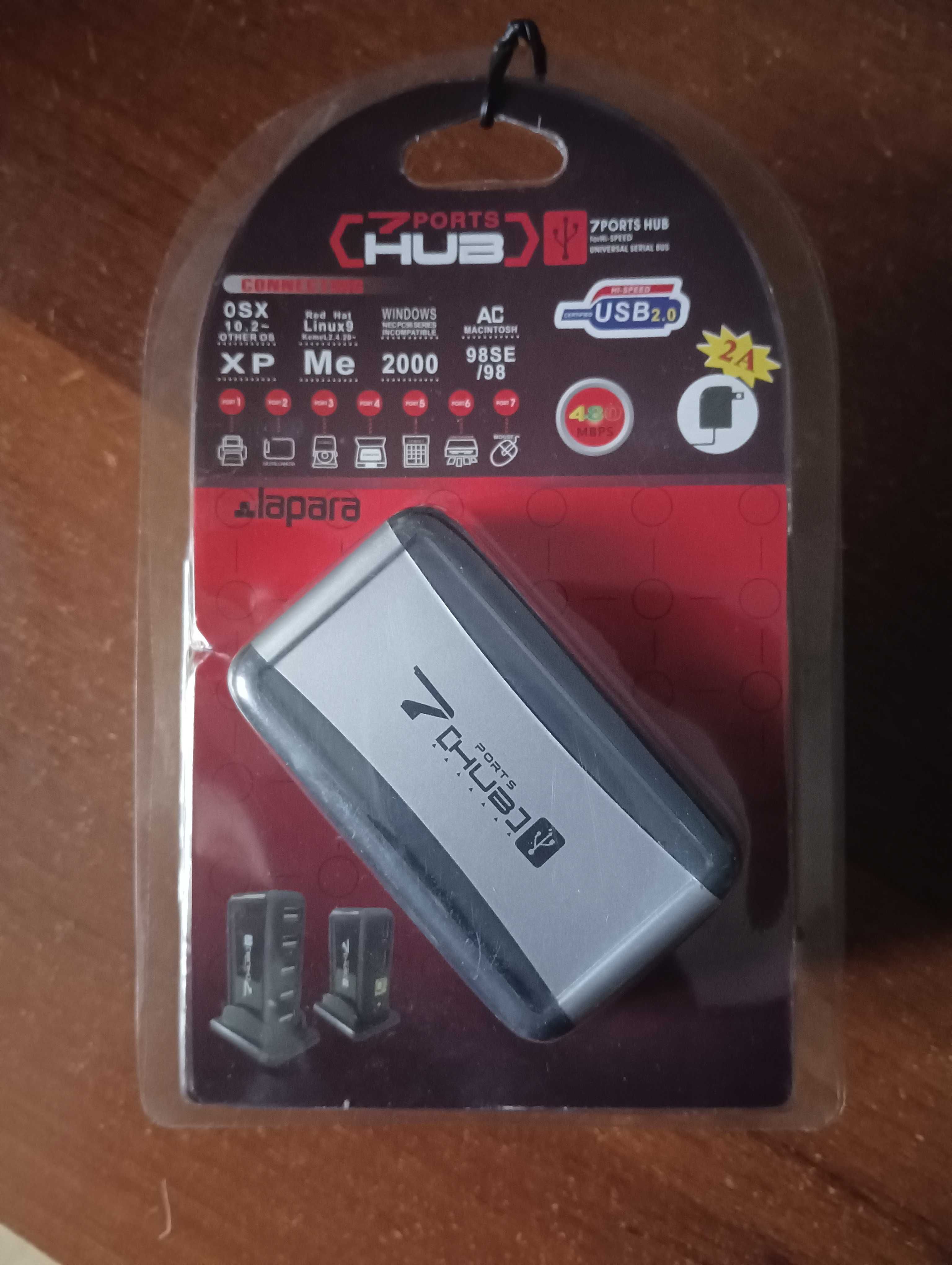 Хаб USB Lapara 7 портів USB 2.0 з блоком живлення