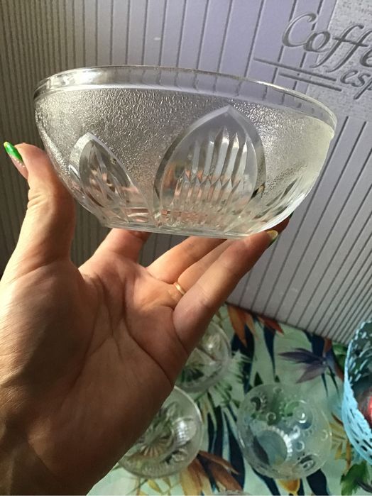 Салатниця хрусталь тарілка посуда кришталева креманка