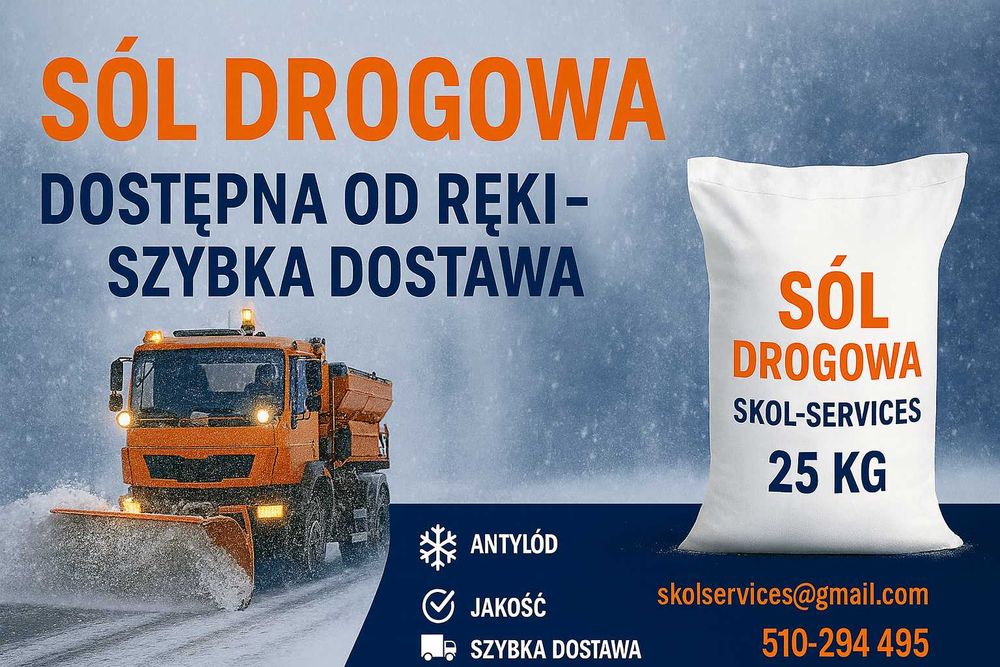 Sól drogowa gruboziarnista w workach 25 kg lub luzem