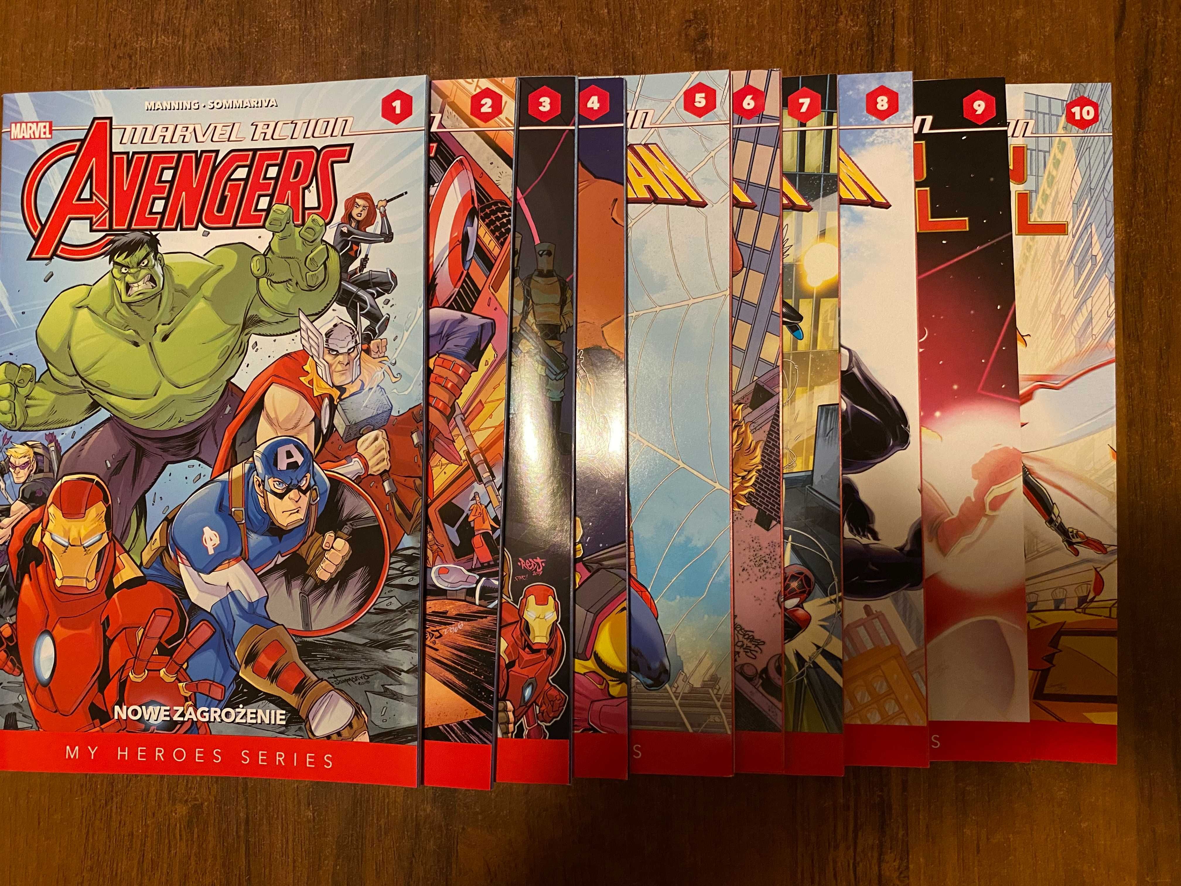 Marvel Action Avengers, spider man, kapitan 10 x komiks zestaw komplet