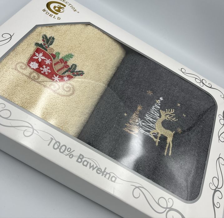 Komplet 2 ręcznikow 50/100 cm Gotowy prezent świąteczny !