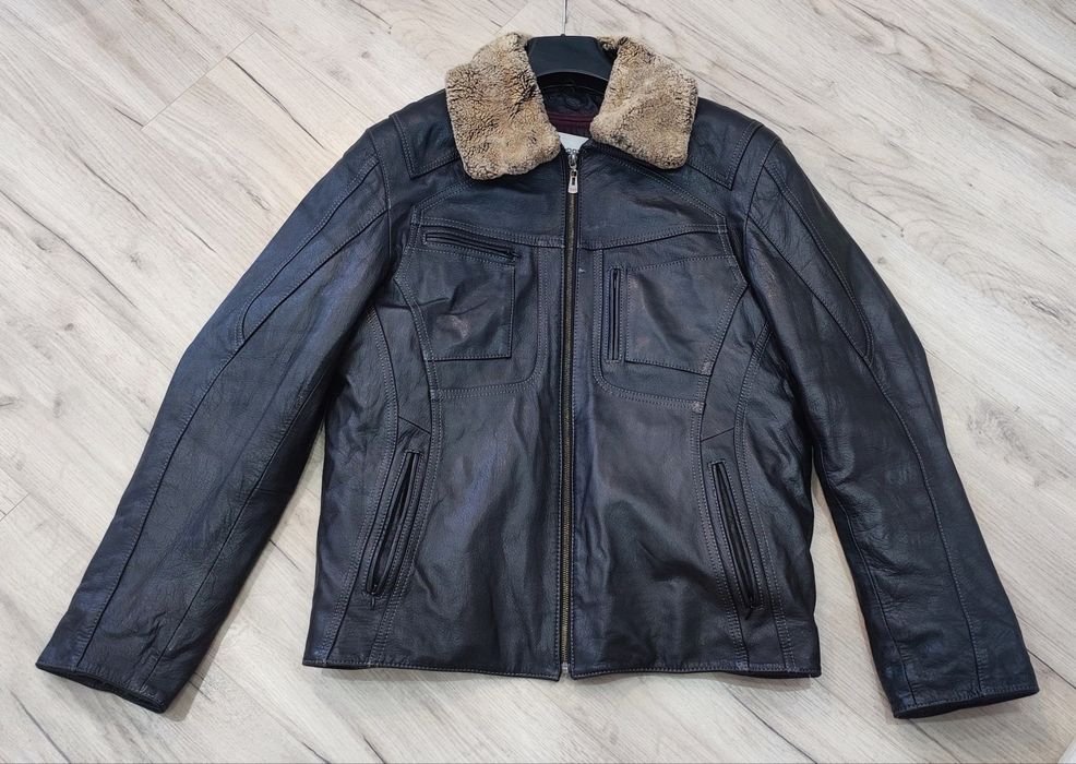 Чоловіча шкіряна дублянка, зимова куртка