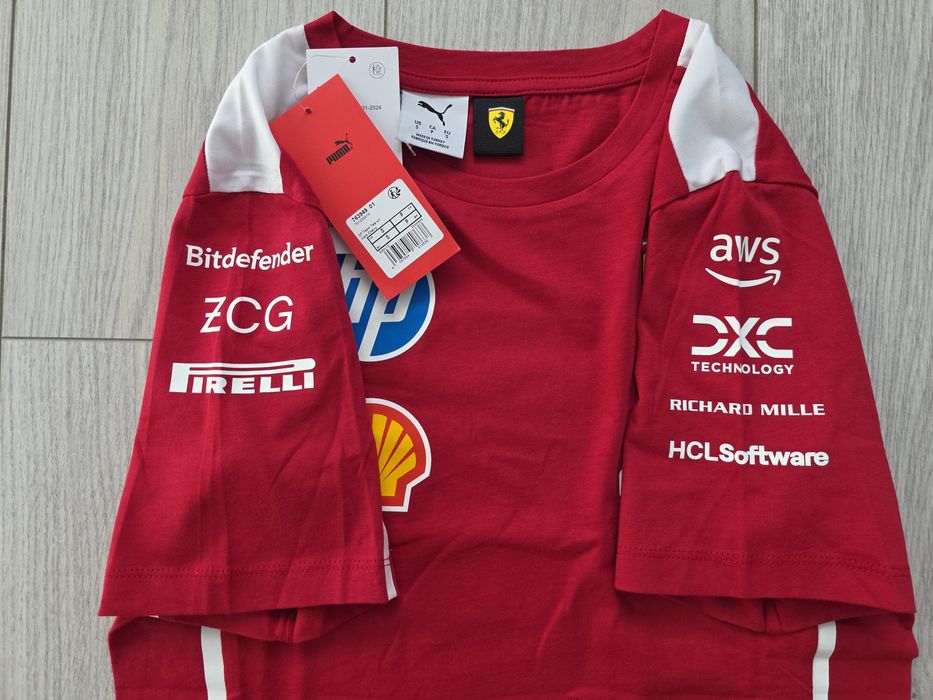 Scuderia Ferrari 2025, damska koszulka F1, Formuła 1, Leclerc, S