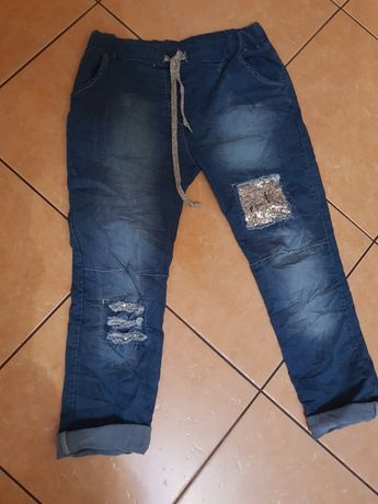 Spodnie jeans z gumą w pasie