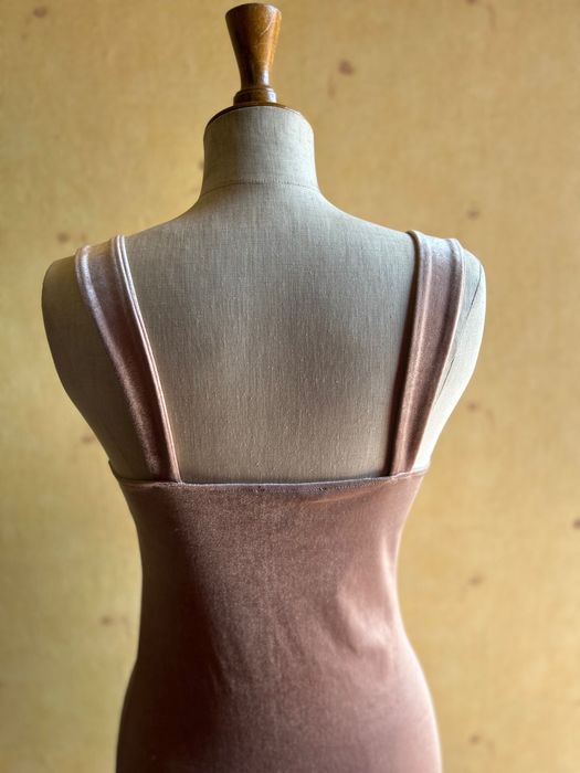 Forever 21 sukienka welurowa pudrowy róż L