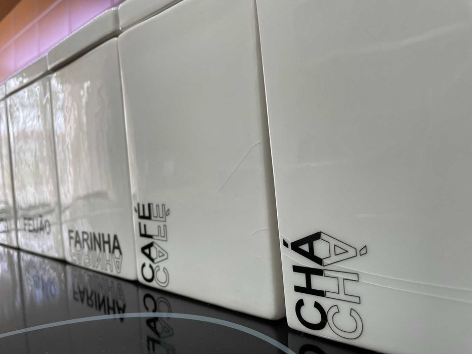 Conjunto frascos recipientes de cozinha para massa, arroz, etc