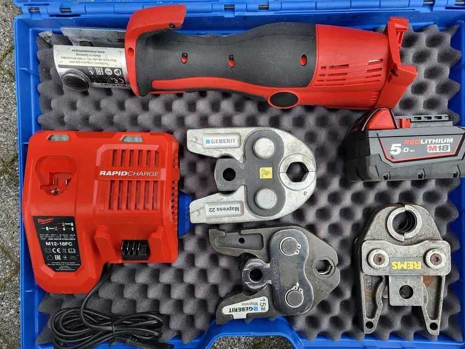 Zaciskarka Milwaukee BLHP6T + Szczęki M15 M22 U25 + Aku 5Ah Ładna!!