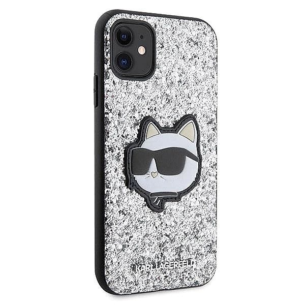 Etui Karl Lagerfeld Glitter Choupette Patch na iPhone 11 / Xr - srebrn