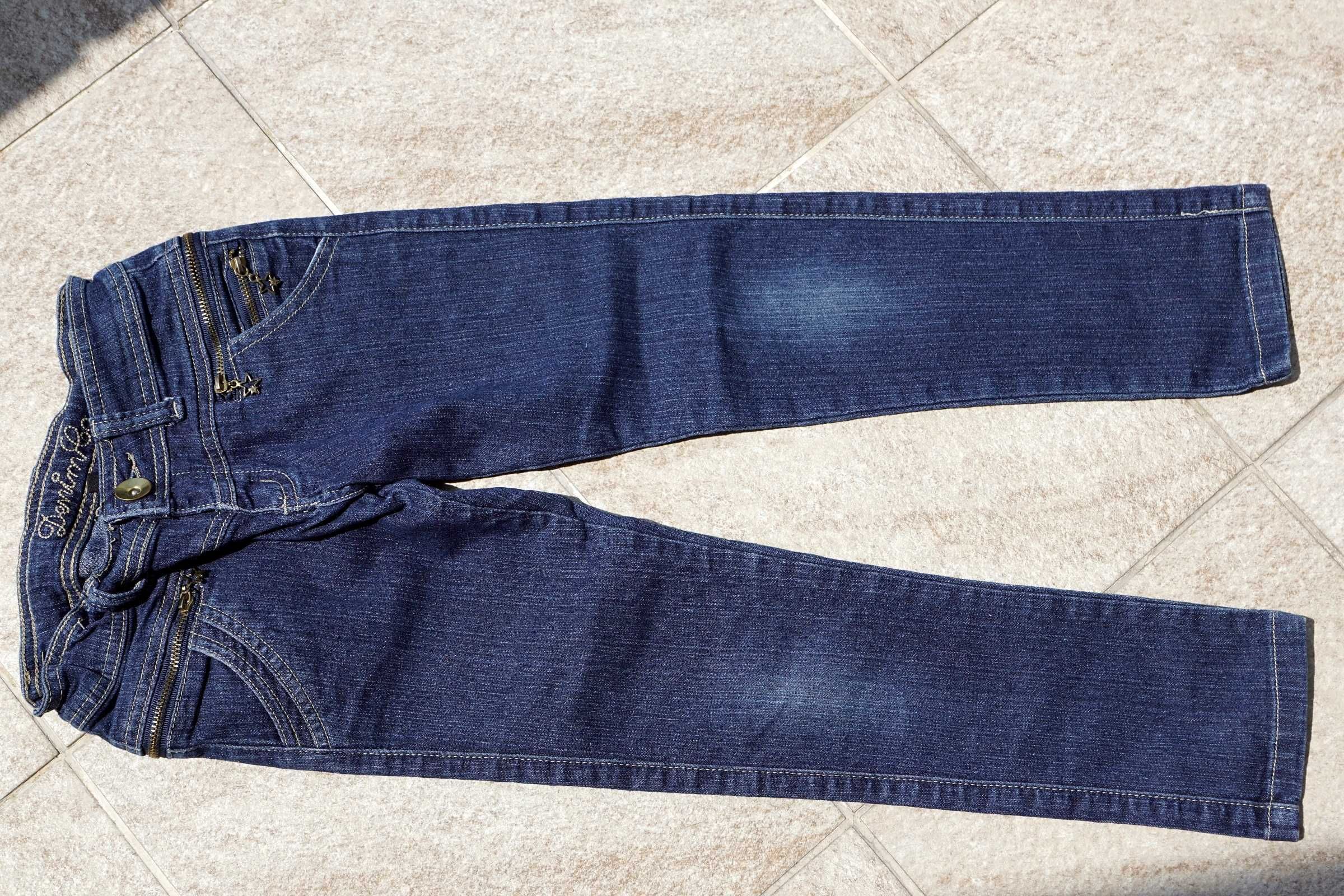 Jeansy dżinsy dla dziewczynki Denim Co r. 128 granatowe bdb