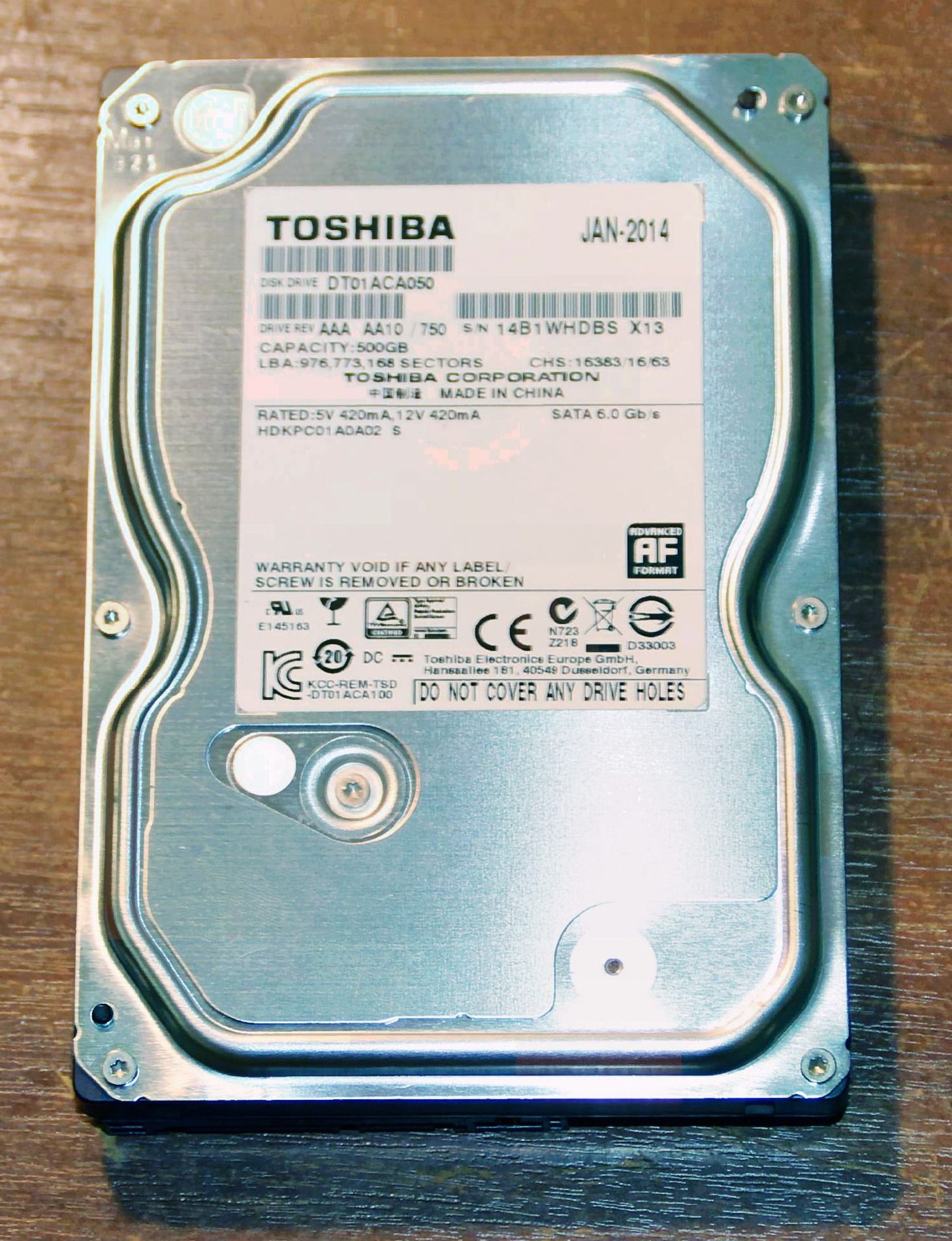 3.5” Toshiba dt01aca050 500 gb sata 600 7200 rpm