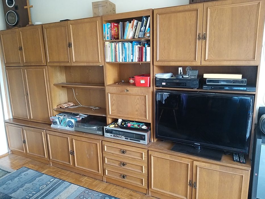 Meblościanka lata 80 okleina dębowa, PRL