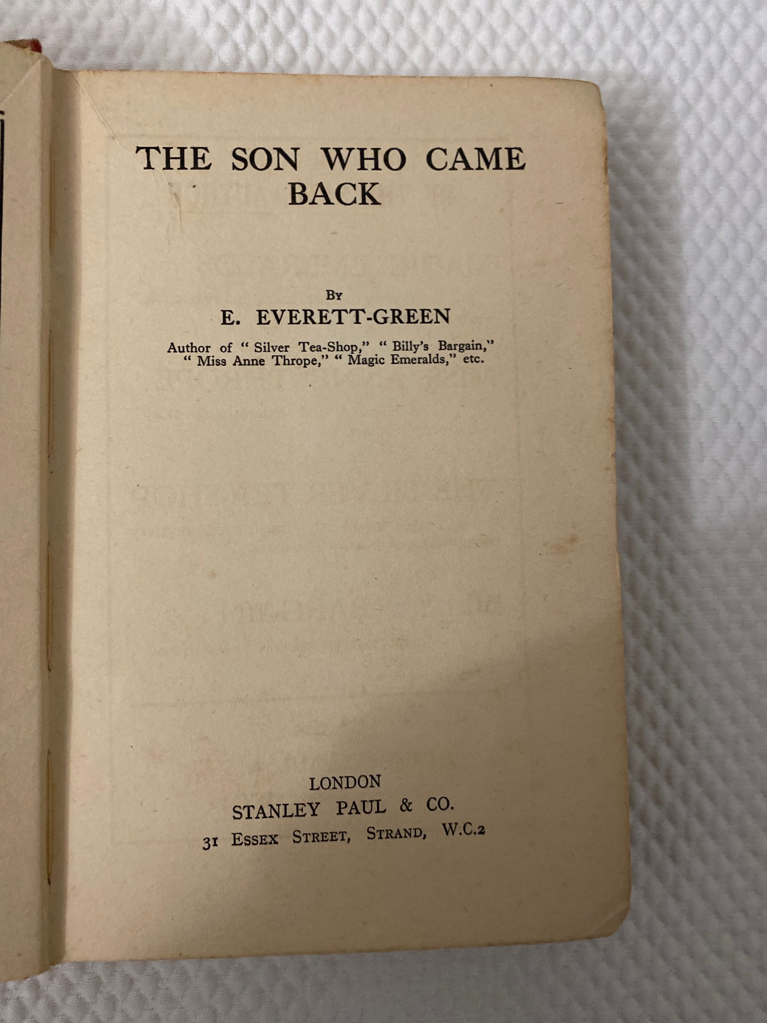 The Son Who Came Back - Cecil Adair - edição 1922