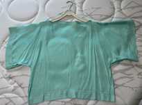 Blusa manga quimoso azul cetim