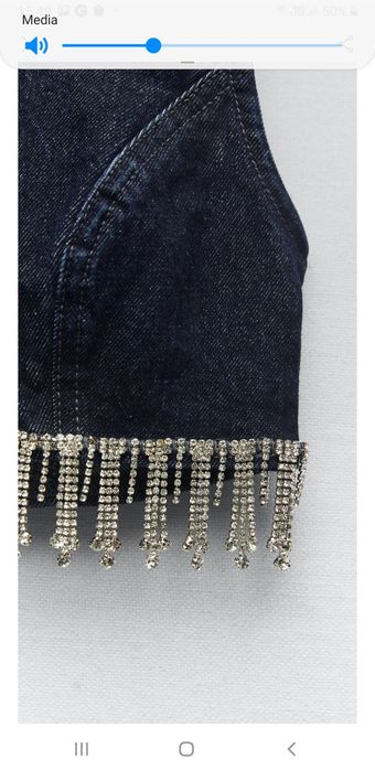 Bluzka top zara L kolekcja jeans kryształki kamyki ozdobne bluzka tkma