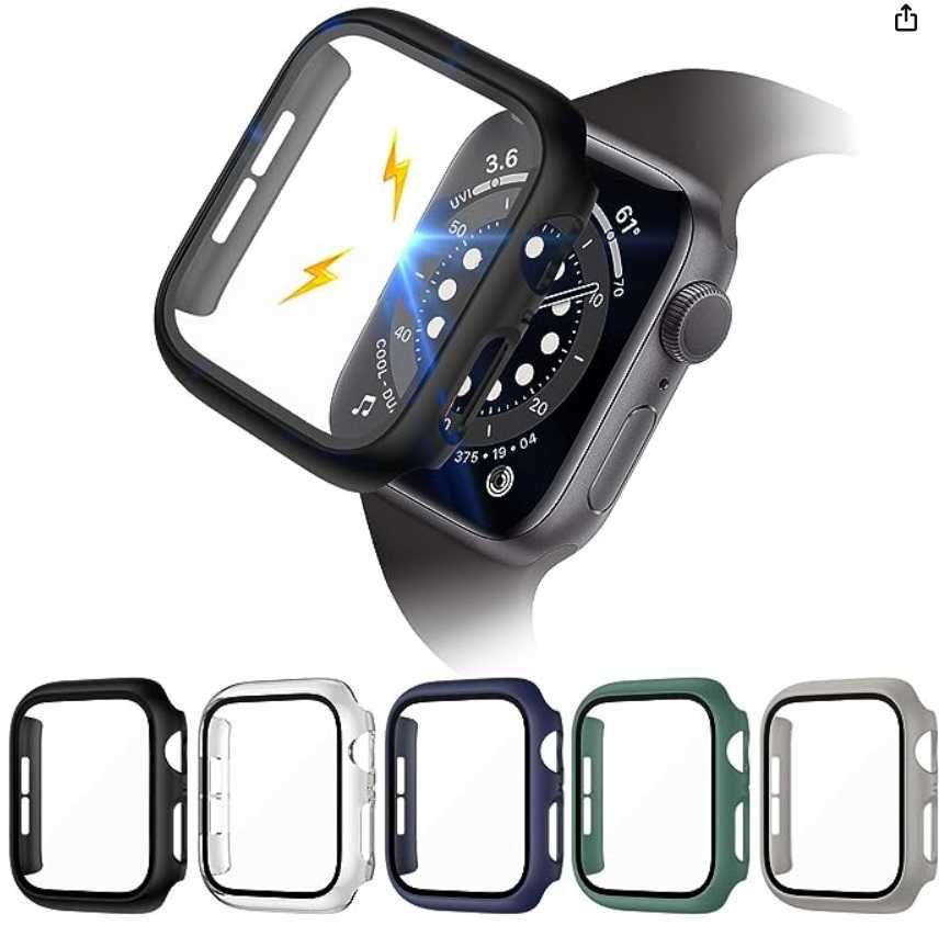 Szklane etui, kompatybilne z Apple Watch Series 6/5/4/SE 40 mm, 5sztuk