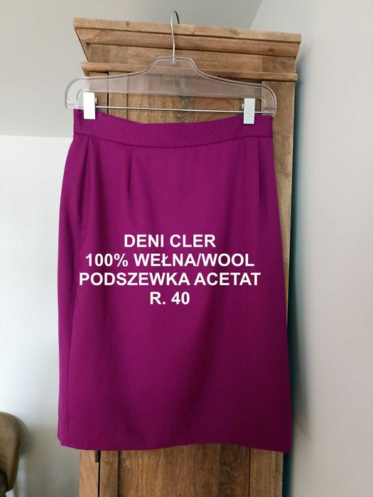 Wełniana spódnica Deni Cler w kolorze fuksji L