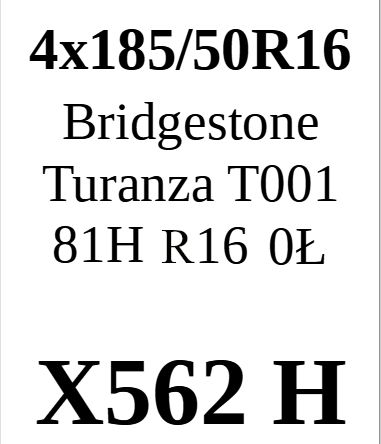 4x 185/50R16 Bridgestone Turanza T001 81H 6,62mm