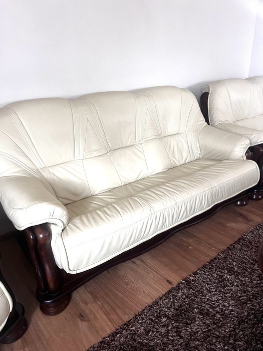 Zestaw wypoczynkowy, komplet skorzanych mebli do salonu