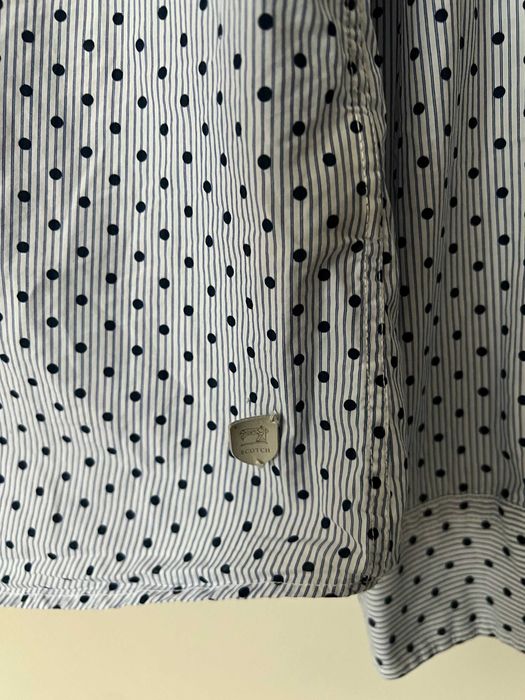 Scotch&Soda elegancka oryginalna koszula męska prążki groszki L