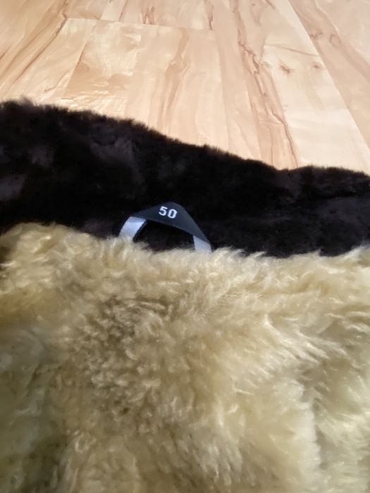 Brązowy męski kożuch Borg M/50 nowy z metką skóra, baranica skórzany,