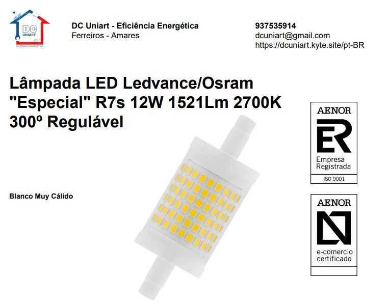 Lâmpada LED Ledvance/Osram "Especial" R7s 12W 1521Lm 2700K 300º IP20