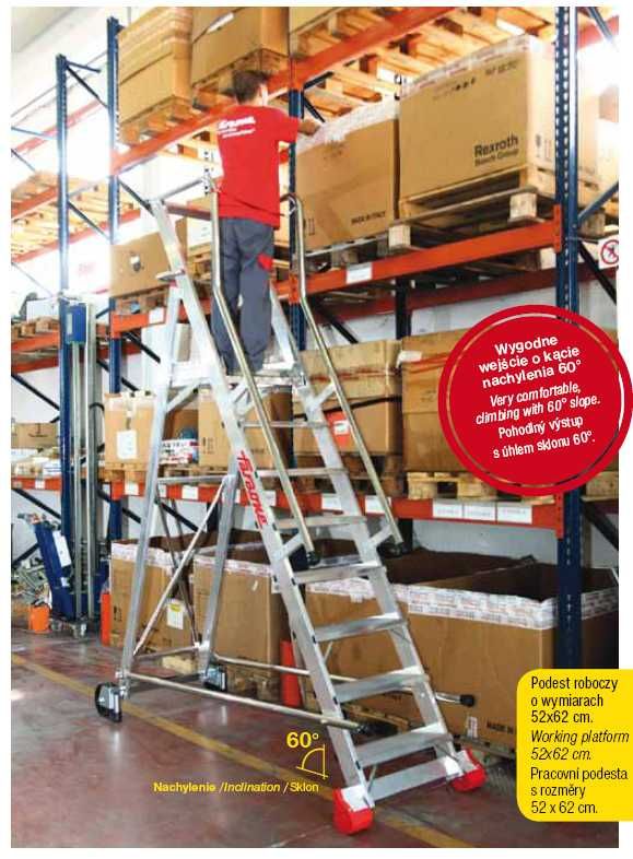Drabina magazynowa jezdna FARAONE wys. rob.4,23m
model 300/SMT