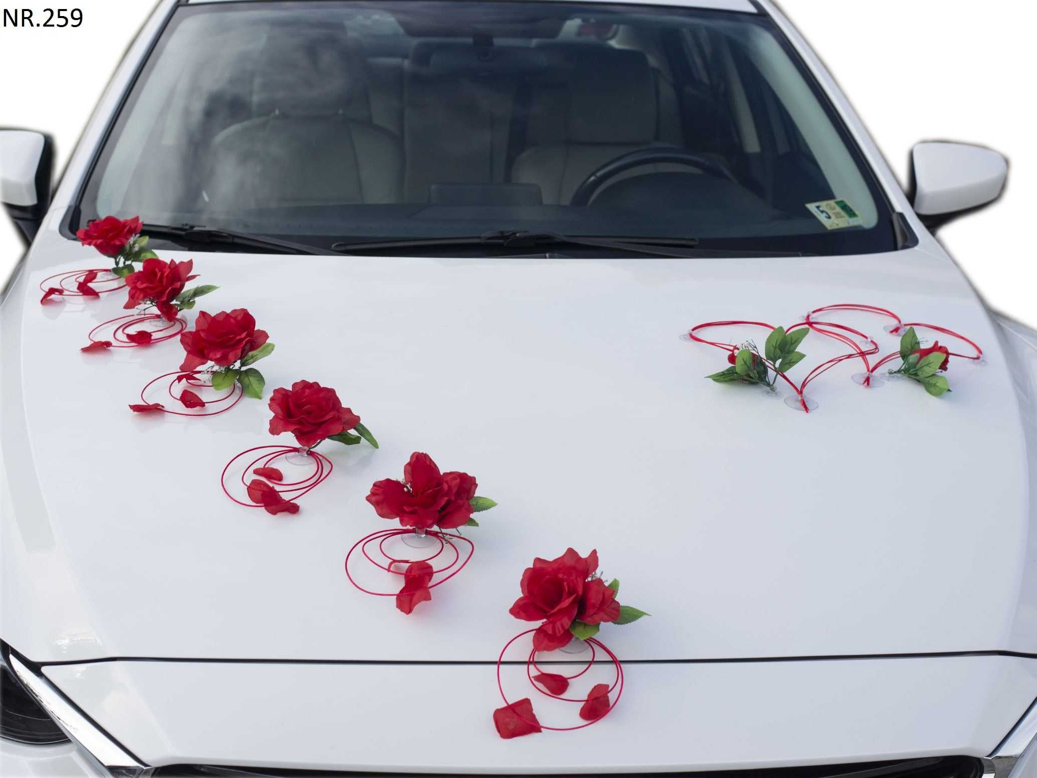 Łatwy montaż na przyssawkach DEKORACJI na samochód do ślubu 259