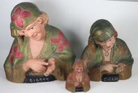 3 Esculturas em barro Séc. XIX / XX - Cigana (maior 35.5 cm)