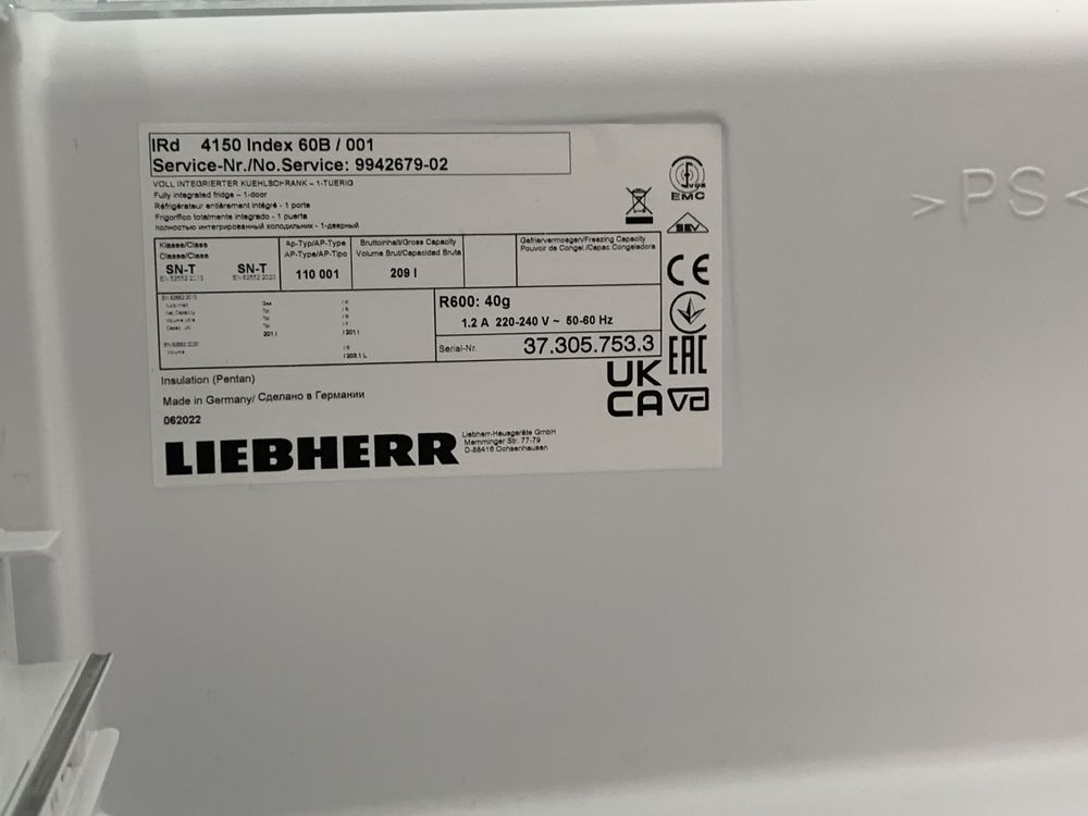 Встраиваемый однокамерный холодильник Liebherr IRd 4150 Prime