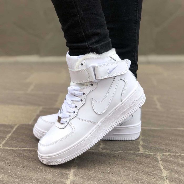 Зимові кросівки - Nike Air Force 1 High White Fur (біле хутро)