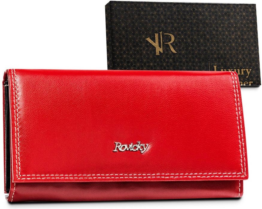 duży, skórzany portfel damski z systemem rfid - rovicky