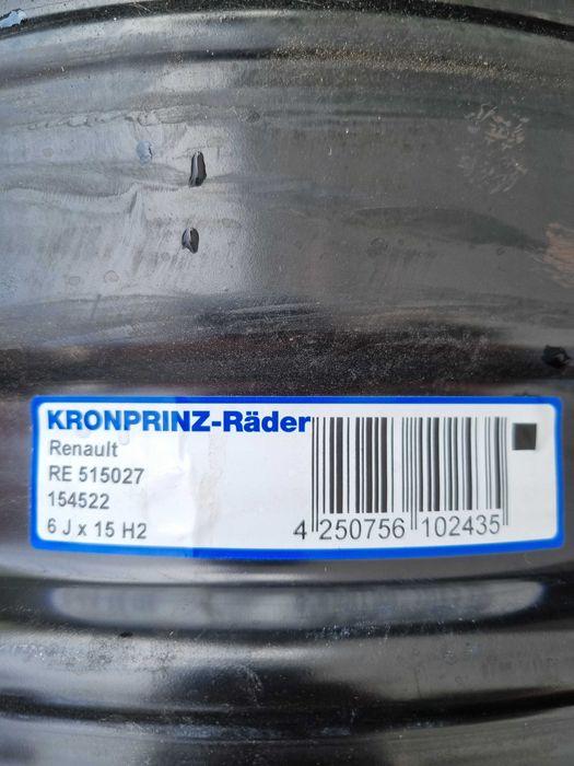 FELGI STALOWE 4x100 R15" 6Jx 15 ET40 Renault Clio III IV TPMS F159